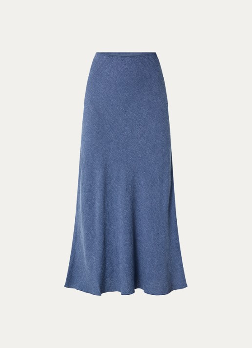 MSCH Copenhagen MSCHViana maxi rok in linnenblend - voorkant 2 blauw