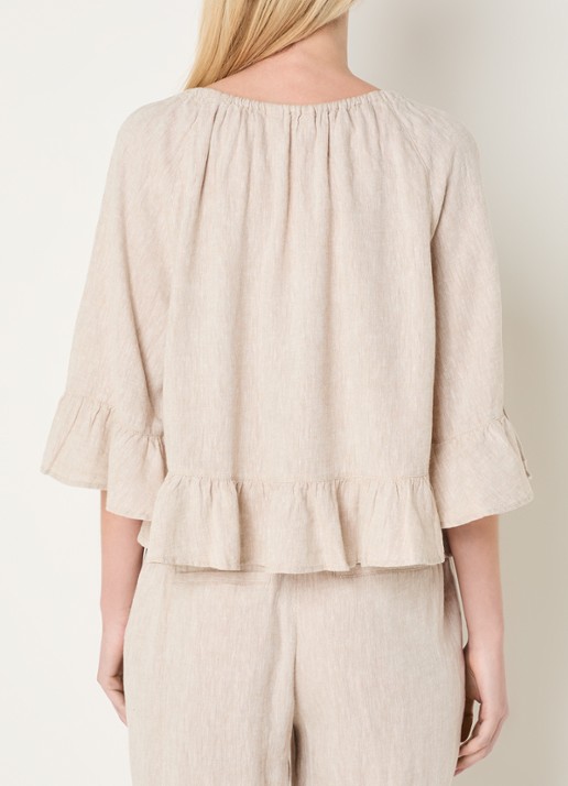 MSCH Copenhagen MSCHViana tuniek in linnenblend met strikkraag - achterkant 3 beige