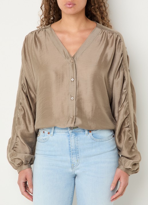 MSCH Copenhagen Ramona blouse van satijn met ballonmouw