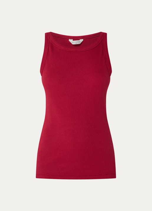 MSCH Copenhagen Rasmia tanktop met ribstructuur  - voorkant 2 bordeauxrood