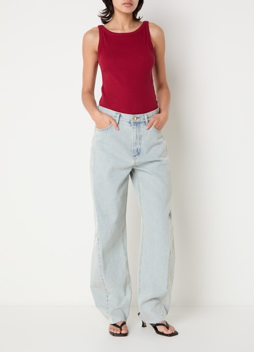 MSCH Copenhagen Rasmia tanktop met ribstructuur  - voorkant 3 bordeauxrood