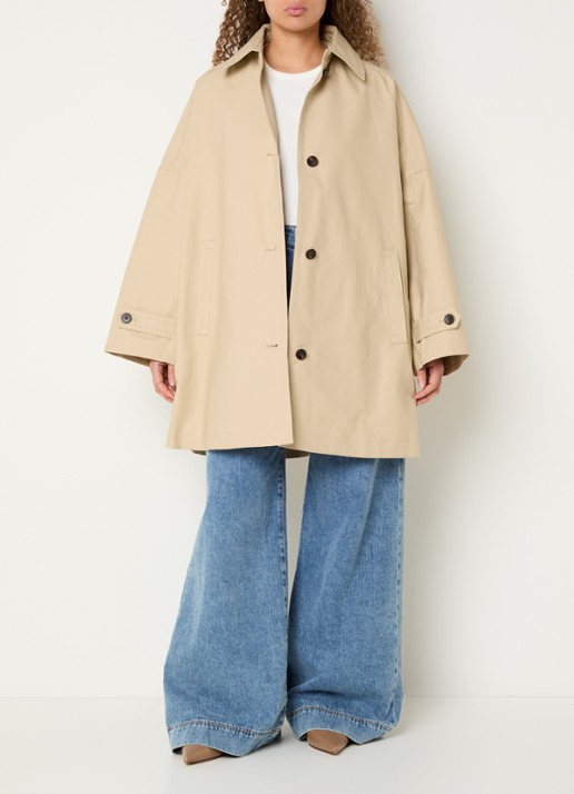 MSCH Copenhagen Tikka trenchcoat met steekzakken - voorkant 4 beige