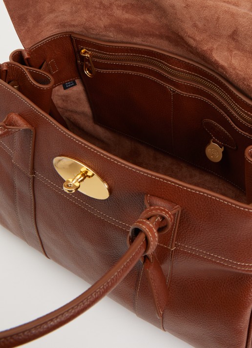 Mulberry Bayswater handtas van leer - detail oranjebruin