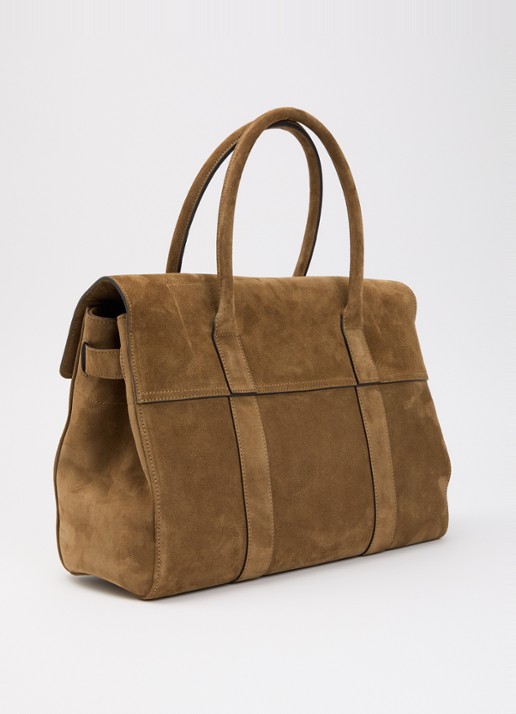 Mulberry Bayswater schoudertas van suède met logo - achterkant mosgroen