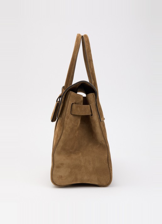 Mulberry Bayswater schoudertas van suède met logo - detail 3 mosgroen