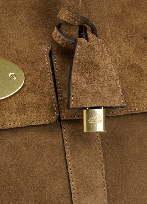 Mulberry Bayswater schoudertas van suède met logo - detail 5 mosgroen