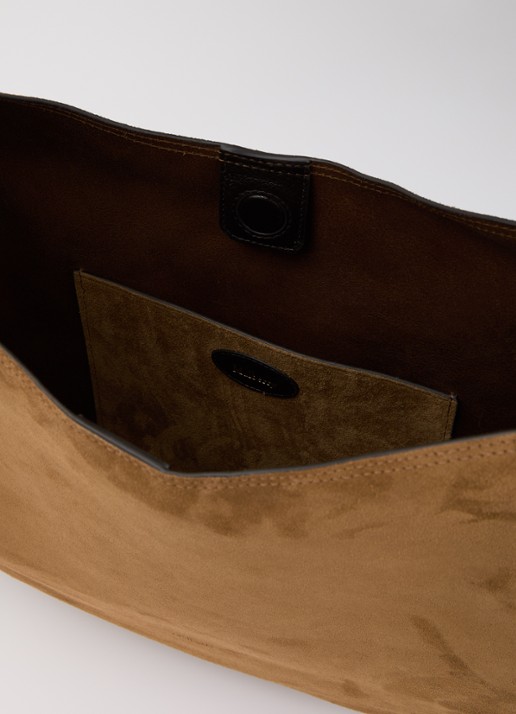 Mulberry Hackney schoudertas van suède met details van leer - detail cognac