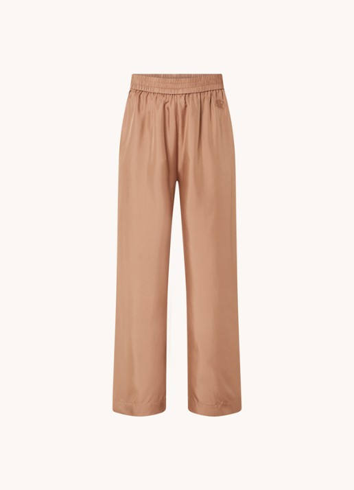 MUNTHE Arum mid waist loose fit broek van zijde - voorkant camel