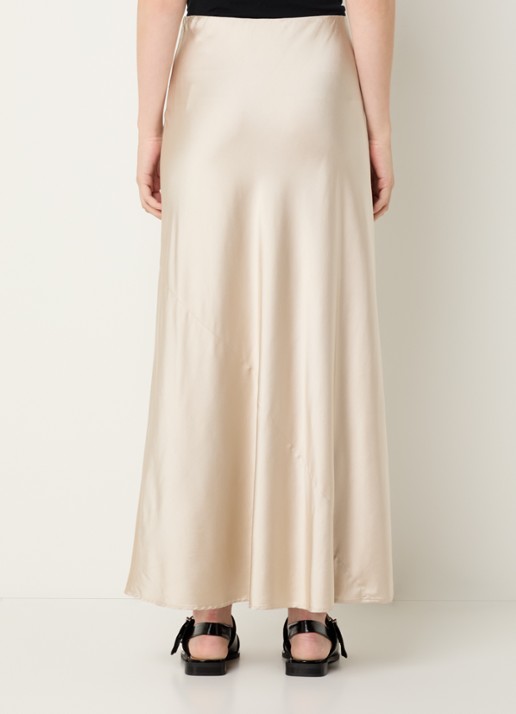 MUNTHE Bardot maxi rok van satijn - achterkant 4 creme