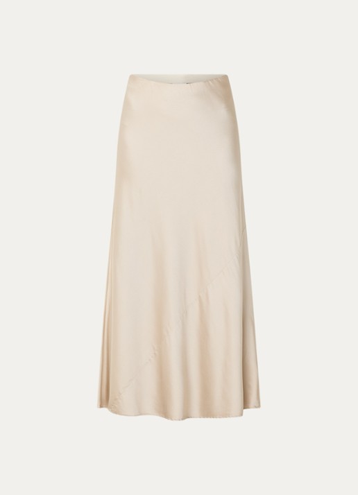 MUNTHE Bardot maxi rok van satijn - voorkant 2 creme