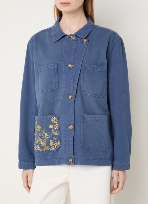 MUNTHE Bayan overshirt van chambray met borduring