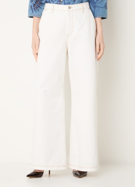 MUNTHE Becube high waist wide leg jeans met gekleurde wassing - detail 4 ivoor