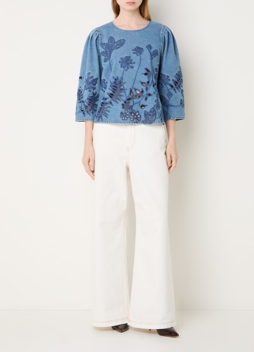 MUNTHE Becube high waist wide leg jeans met gekleurde wassing - voorkant 3 ivoor