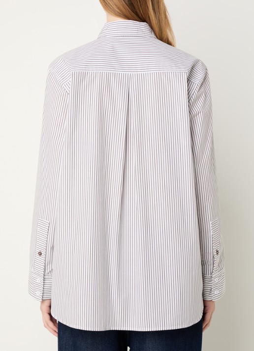 MUNTHE Callima blouse met streepprint en logoborduring - achterkant wit