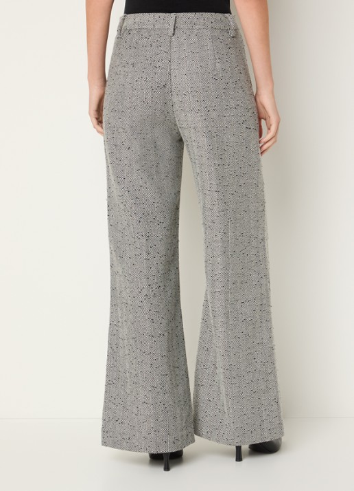 MUNTHE Eileen high waist flared fit pantalon met streepprint en pailletten - achterkant 2 grijs