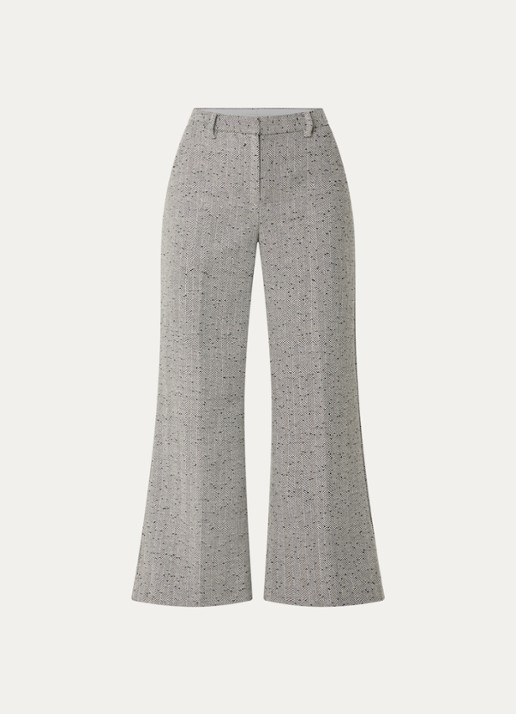 MUNTHE Eileen high waist flared fit pantalon met streepprint en pailletten - voorkant 3 grijs
