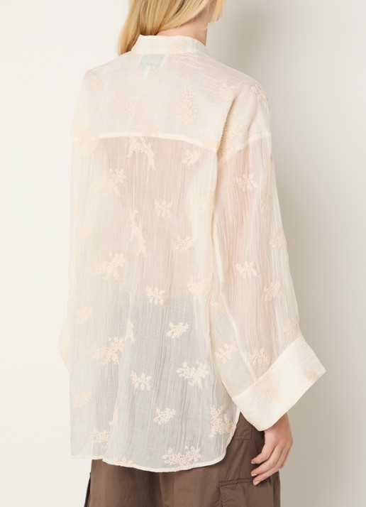 MUNTHE Fortunato oversized blouse met structuur en borduring - achterkant 4 creme