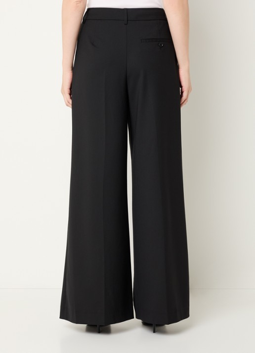 MUNTHE Lupon high waist wide fit pantalon met steekzakken - achterkant 4 zwart