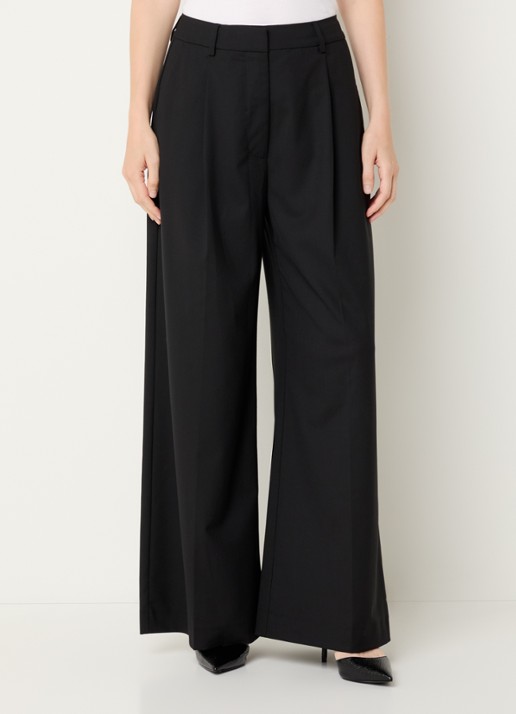 MUNTHE Lupon high waist wide fit pantalon met steekzakken