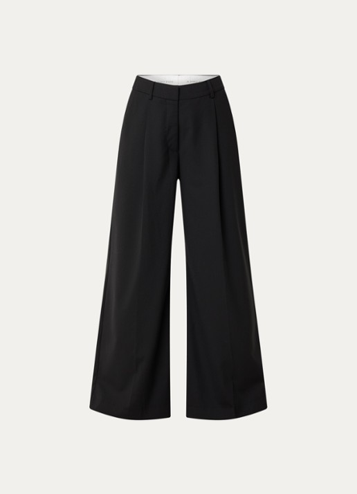 MUNTHE Lupon high waist wide fit pantalon met steekzakken - voorkant zwart