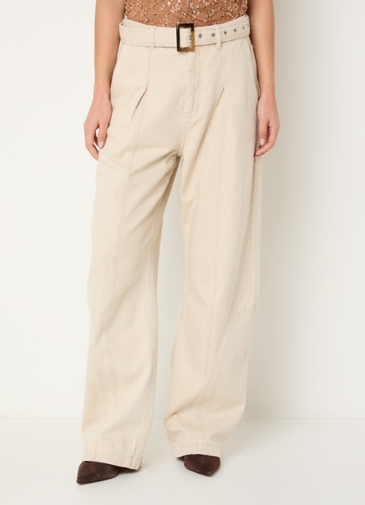 MUNTHE Nanina high waist loose fit chino met ceintuur