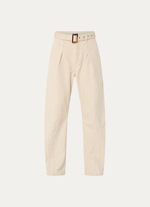 MUNTHE Nanina high waist loose fit chino met ceintuur - voorkant 2 beige