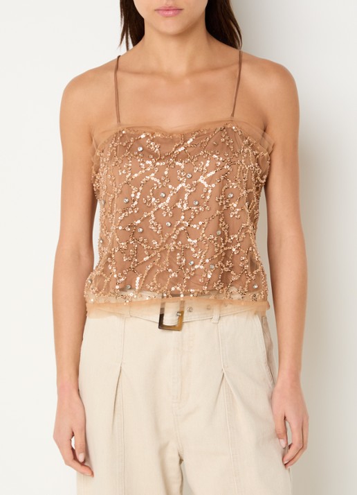 MUNTHE Nannali mouwloze top met strass