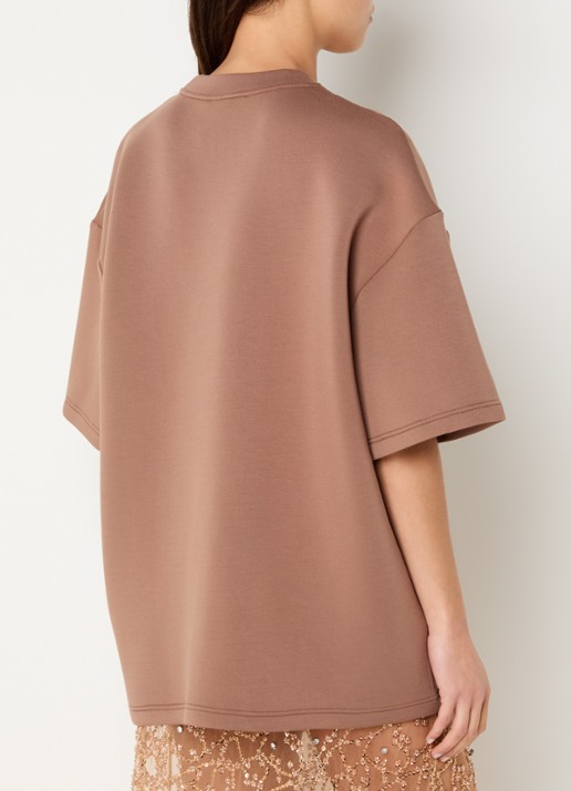 MUNTHE Naploi sweater met print - achterkant 3 lichtbruin