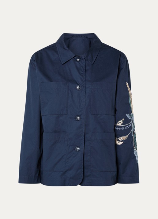 MUNTHE Nichola blouse met borduring en opgestikte zakken - voorkant 2 donkerblauw