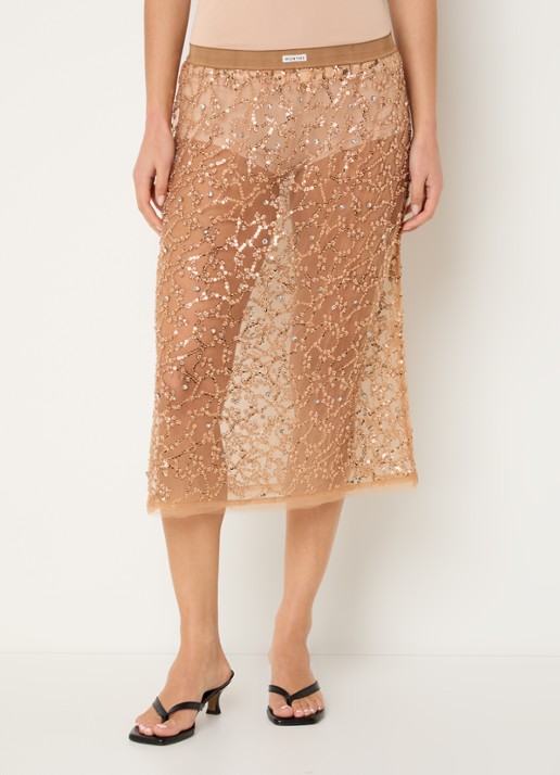 MUNTHE Ninia semi-transparante midi rok met strass