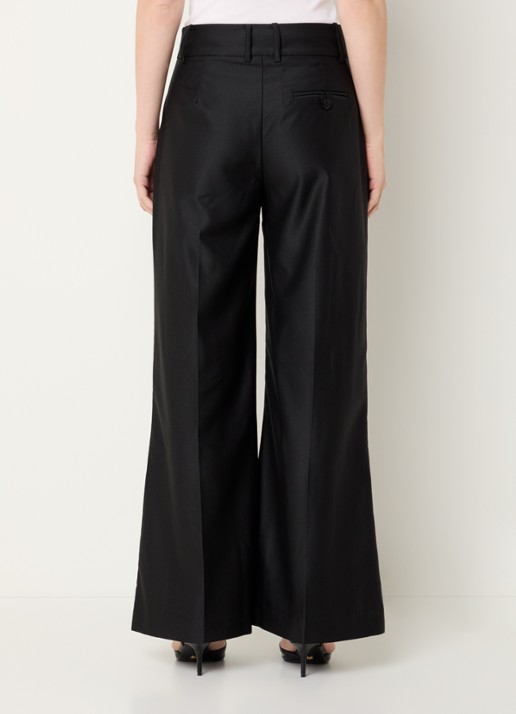 MUNTHE Radine high waist flared fit pantalon met persplooi - achterkant zwart
