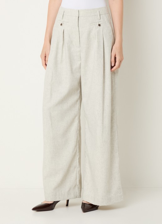 MUNTHE Robbie high waist wide fit pantalon met gemêleerd dessin