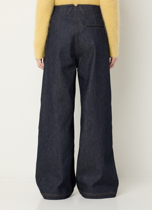 MUNTHE Rupert high waist wide leg jeans met donkere wassing - achterkant 4 indigo