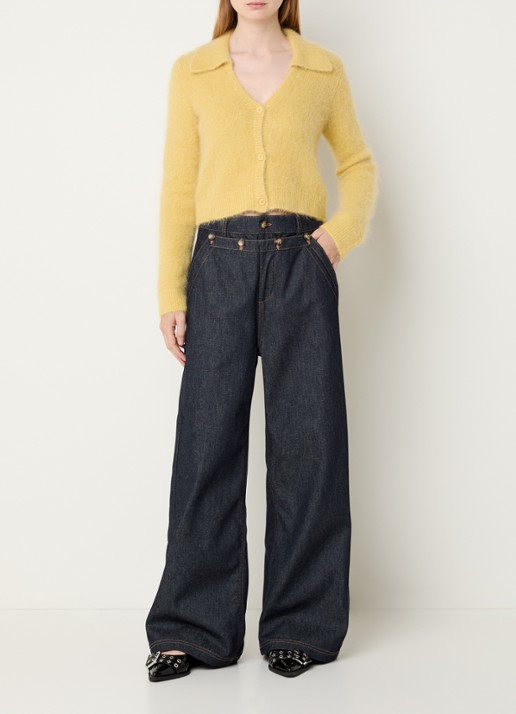 MUNTHE Rupert high waist wide leg jeans met donkere wassing - voorkant 2 indigo