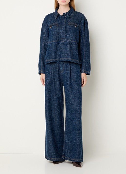 MUNTHE Ruxa tuniek van denim met logoprint - voorkant 4 indigo