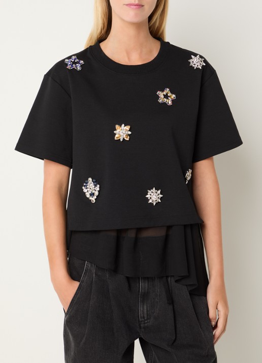 MUNTHE Vach T-shirt met strass en uitneembare voering
