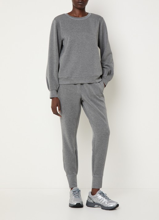 My Essential Wardrobe 22 high waist tapered fit  joggingbroek met steekzakken - voorkant 4 grijsmele