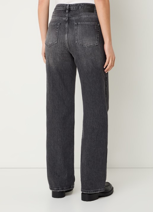My Essential Wardrobe 35 The Louis high waist wide leg jeans met steekzakken - achterkant donkergrijs