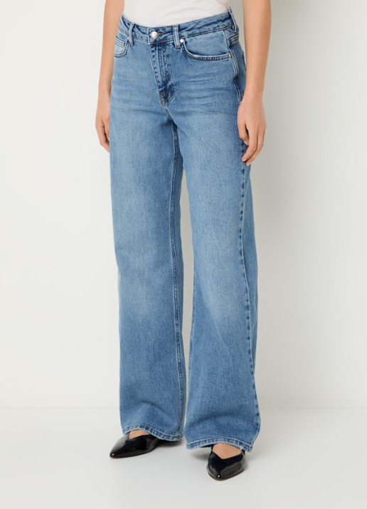 My Essential Wardrobe 35 The Louis high waist wide leg jeans met steekzakken