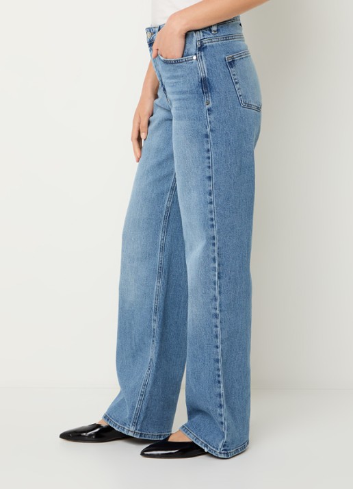 My Essential Wardrobe 35 The Louis high waist wide leg jeans met steekzakken - detail 2 blauw