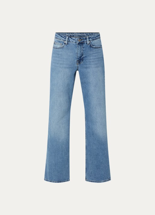 My Essential Wardrobe 35 The Louis high waist wide leg jeans met steekzakken - voorkant 4 blauw