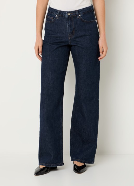 My Essential Wardrobe 35 The Louis high waist wide leg jeans met steekzakken