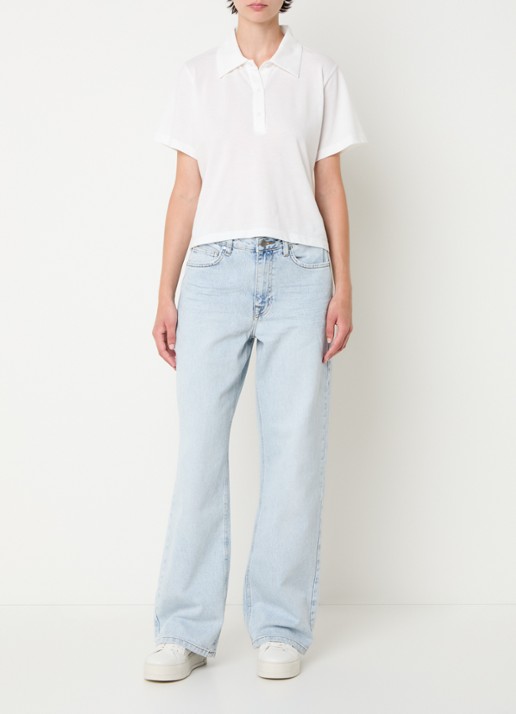 My Essential Wardrobe 35 The Louis high waist wide leg jeans met steekzakken - voorkant 2 lichtblauw