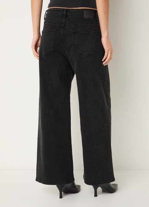 My Essential Wardrobe Alma low waist wide leg jeans met gekleurde wassing - achterkant donkergrijs