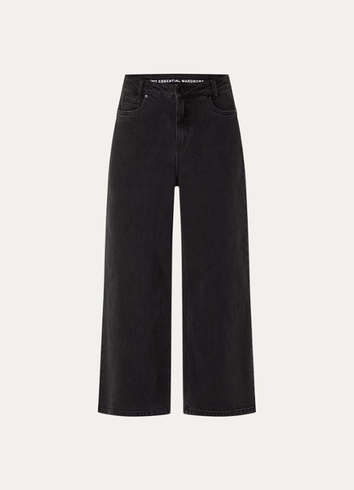 My Essential Wardrobe Alma low waist wide leg jeans met gekleurde wassing - voorkant 4 donkergrijs