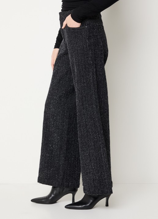 My Essential Wardrobe Amber high waist flared fit broek met structuur - detail 5 zwart