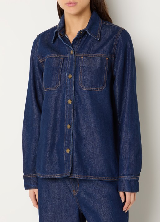 My Essential Wardrobe Ann blouse van denim met borstzakken