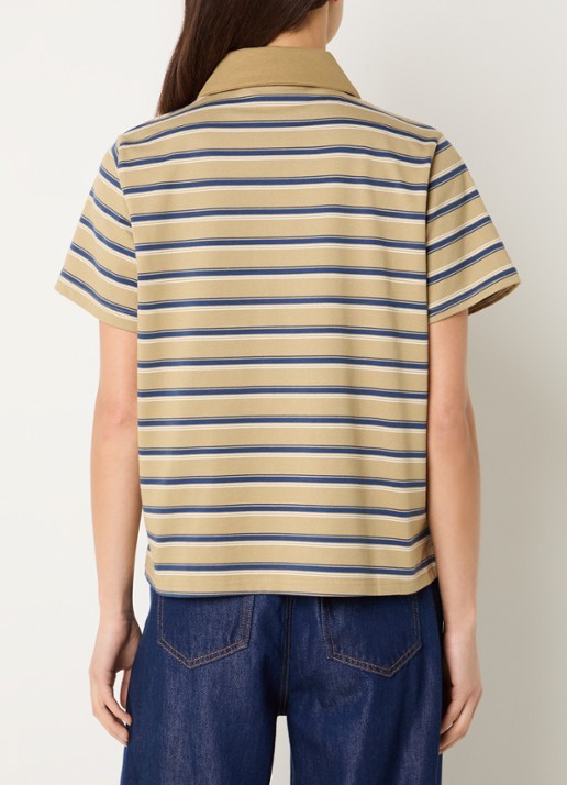 My Essential Wardrobe Asla polo met streepprint - achterkant 3 mosgroen