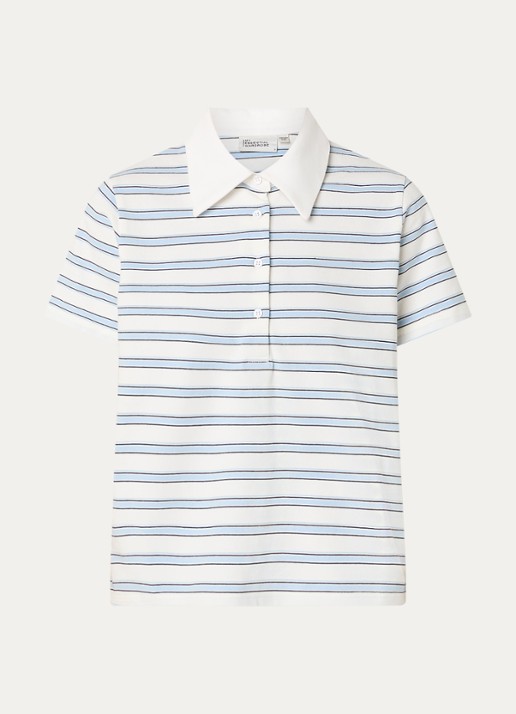 My Essential Wardrobe Asla polo met streepprint - voorkant 3 wit