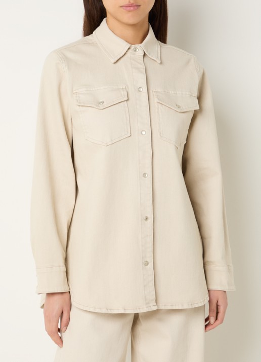 My Essential Wardrobe Dagmar blouse van denim met borstzakken